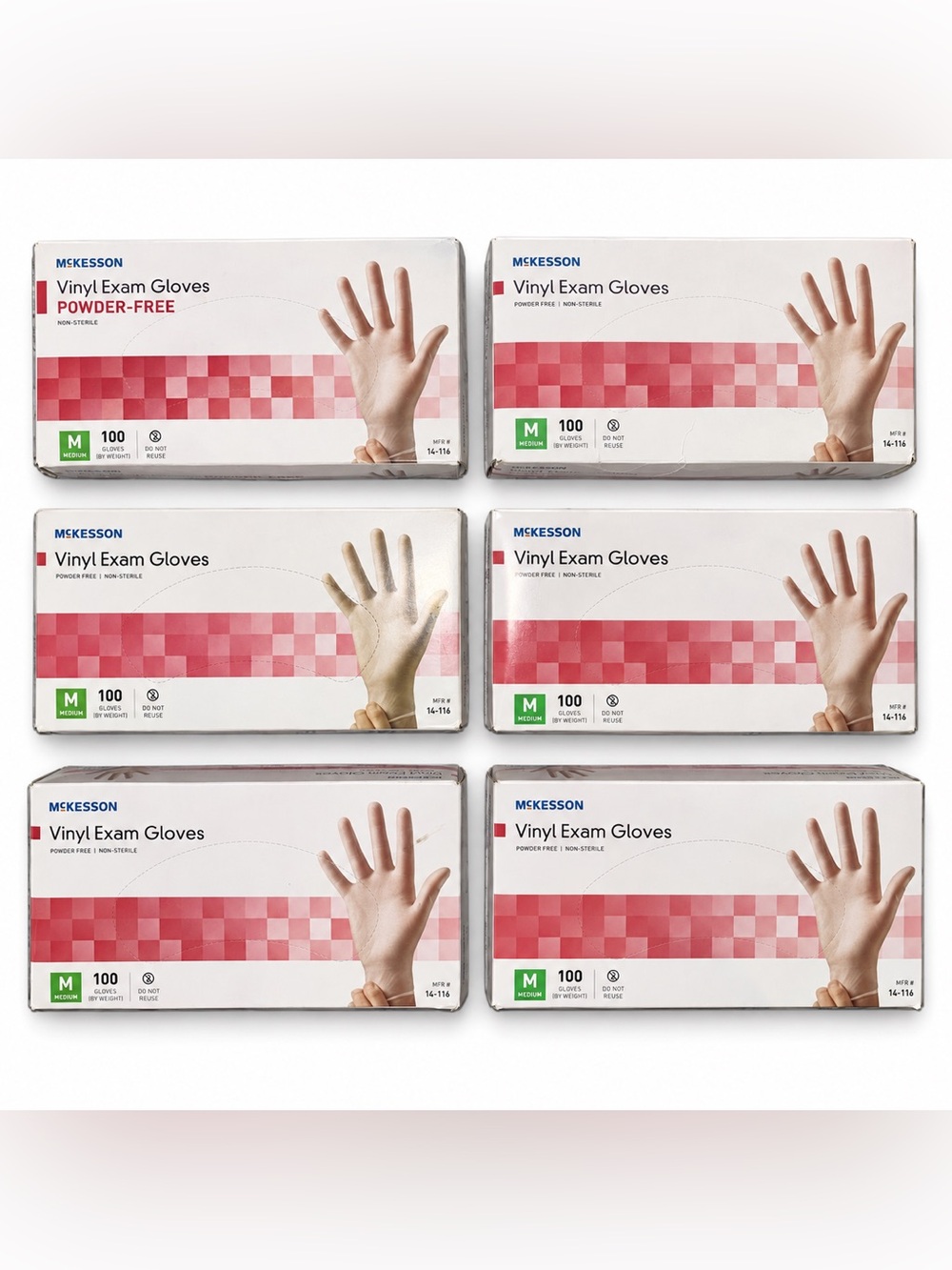 McKesson Medium Vinyl Exam Gloves Powder Free Lot of 6